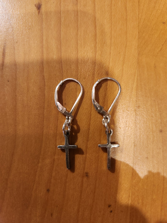 Cross Earrings - Sterling Silver