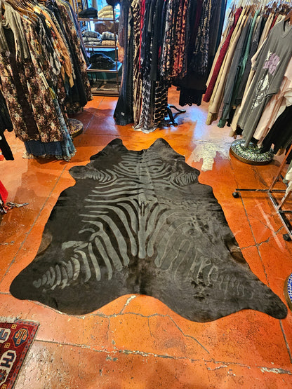 Zebra Print Cowhide Rug