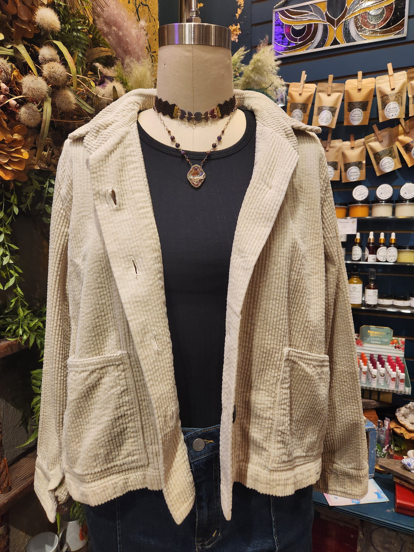 Cropped Lux Cord Jacket - Moonbeam