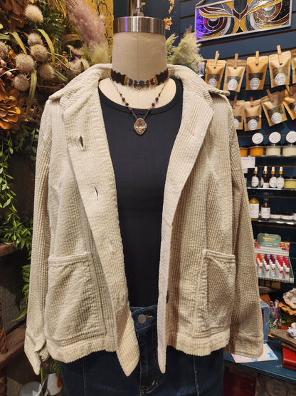 Cropped Lux Cord Jacket - Moonbeam