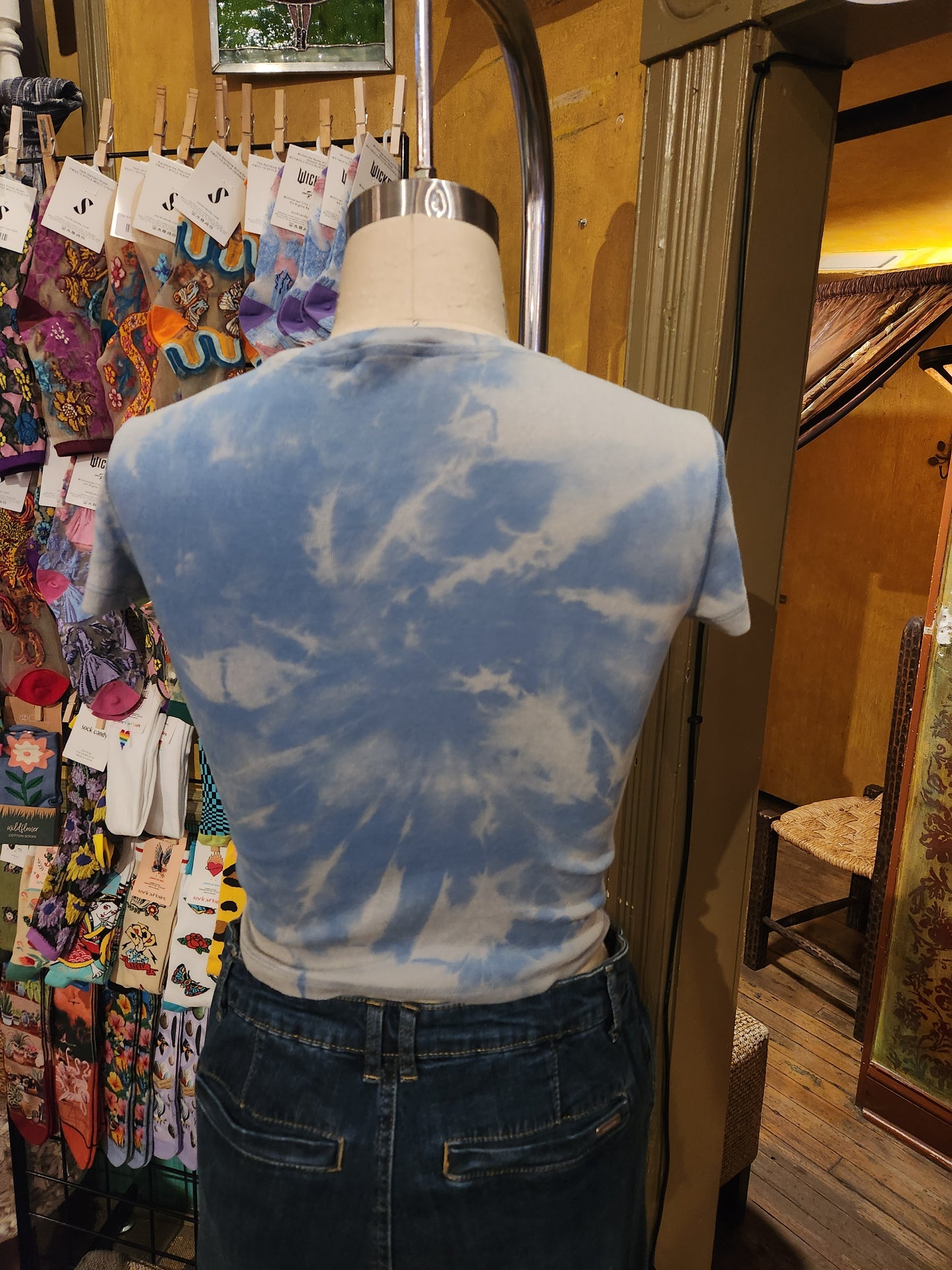 Hand Dyed 'Mimosa' Baby Tee - Blue