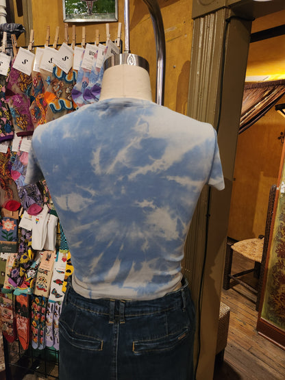 Hand Dyed 'Mimosa' Baby Tee - Blue