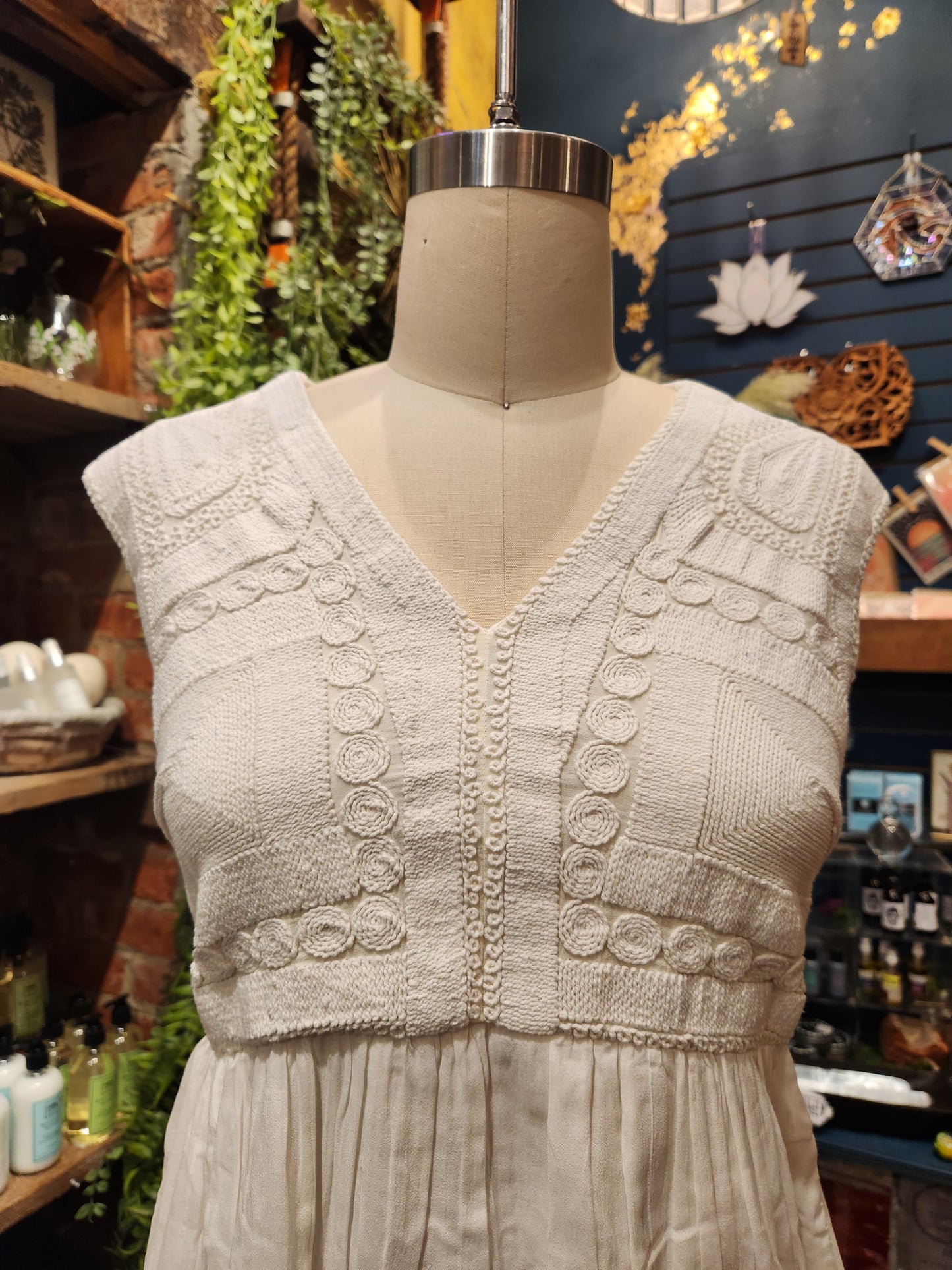 Applique Detail Bodice, Empire Seam, Maxi Dress