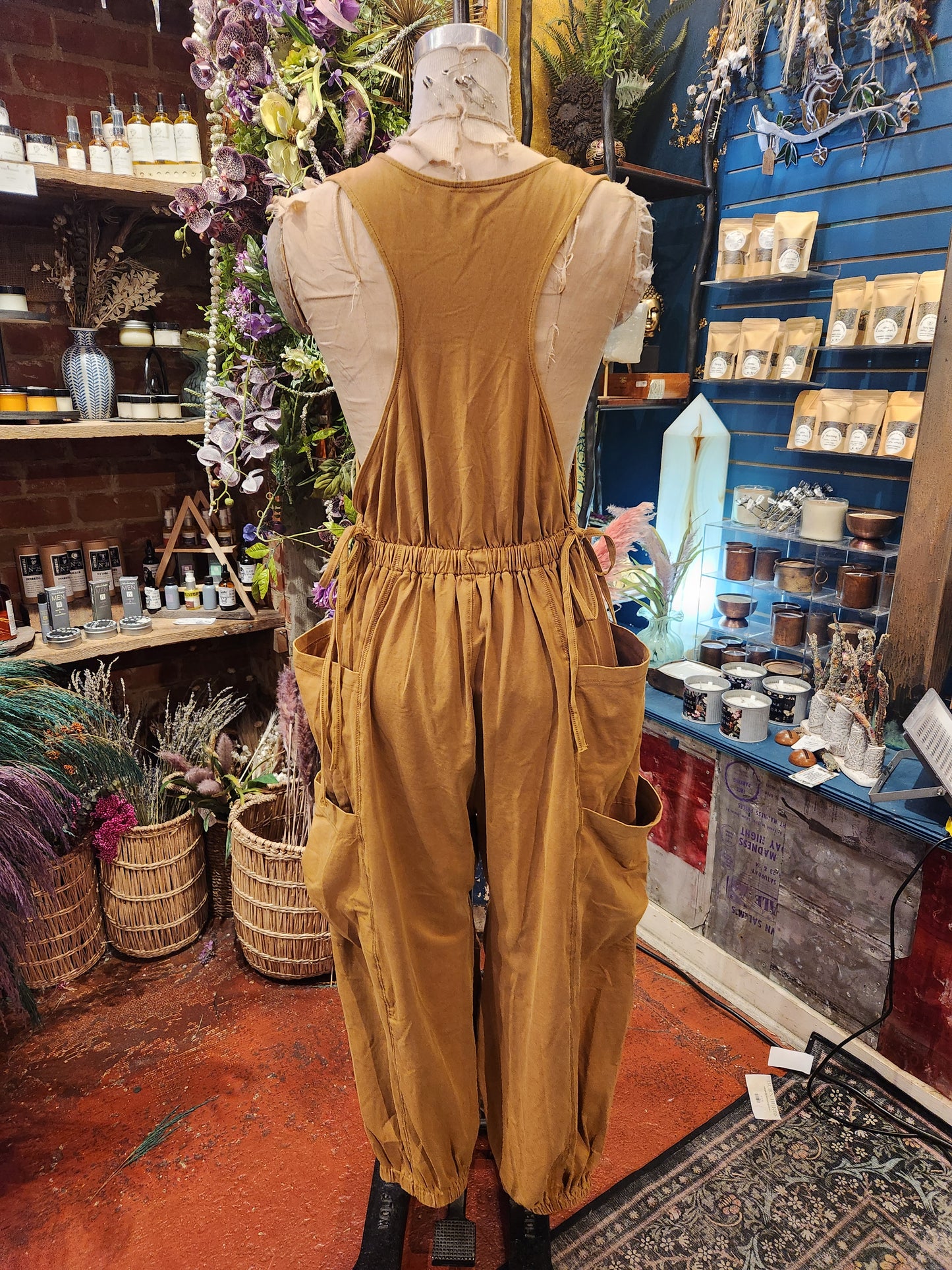 Drawstring Back Waist Jumpsuit ( Toffee)