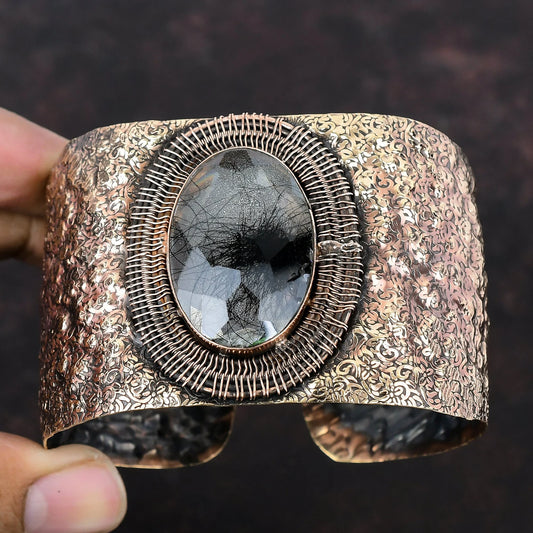 Faceted Black Rutile Cuff