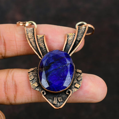 Faceted Zambian Sapphire  Pendant Necklace