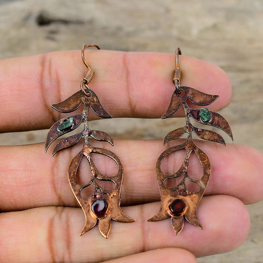 Green and Pink Tourmaline Earrings