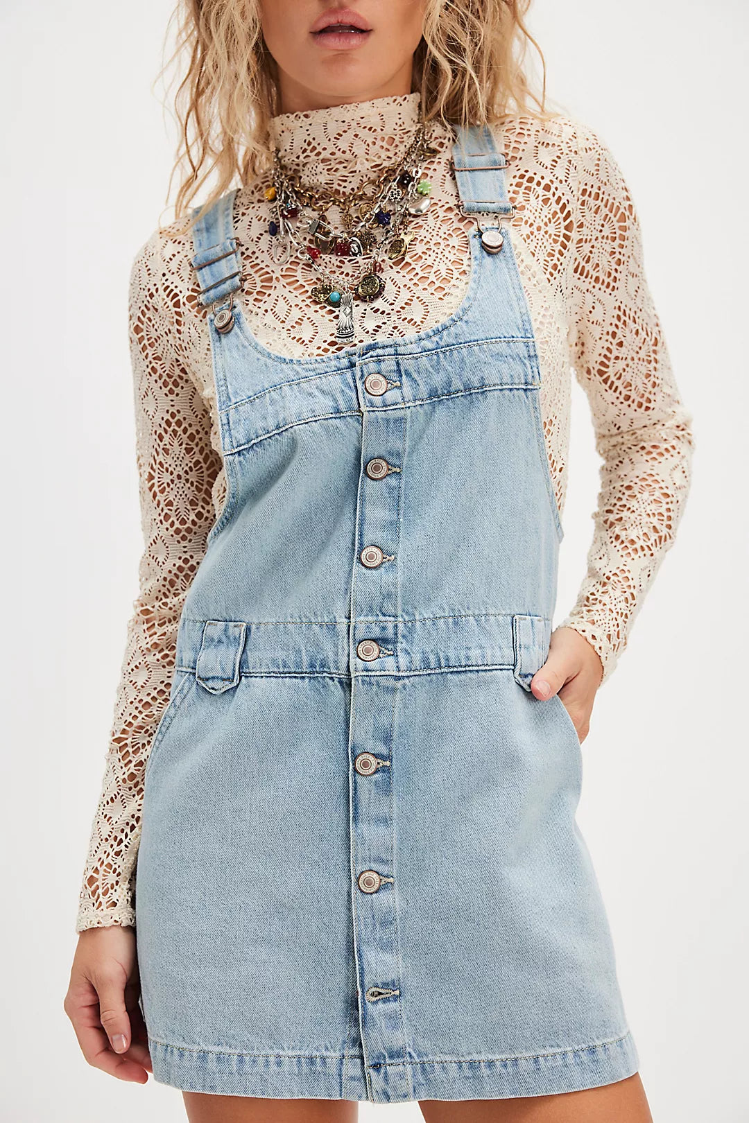 Edie Denim Skirtall - Apple Blues