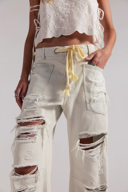 Moxie Pull-On Barrel Jeans - Sea Mist