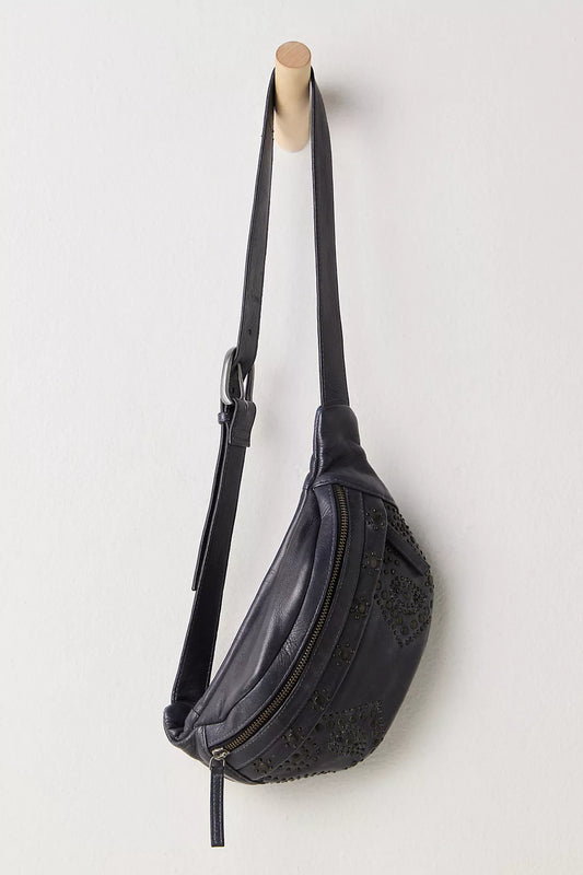 Ana Adorned Sling Bag - Black