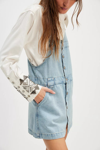 Edie Denim Skirtall - Apple Blues