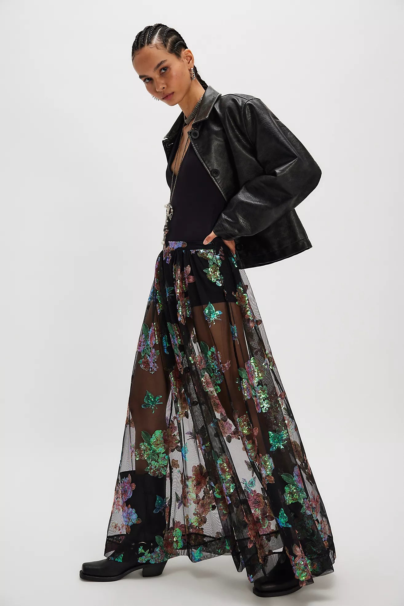 Fioritura Maxi Skirt - Black