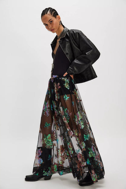 Fioritura Maxi Skirt - Black