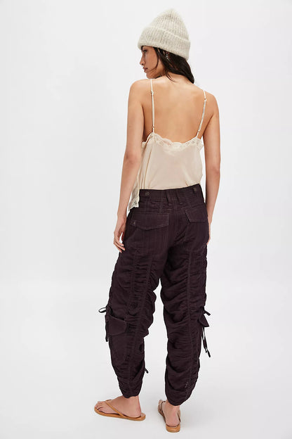 Scorpio Shirred Cargo Pants - Black Coffee