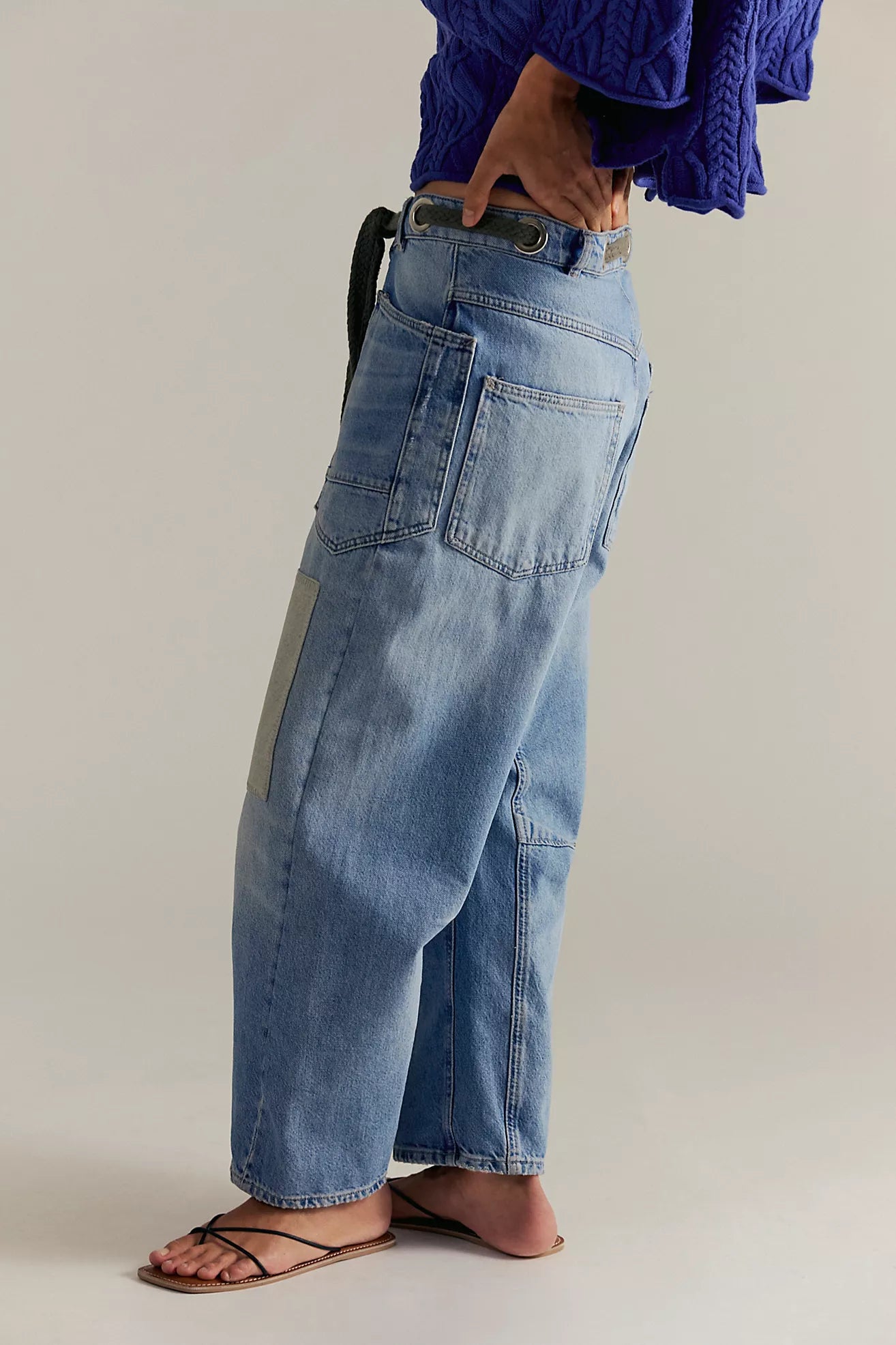 Moxie Low Slung Pull-On Barrel Jeans - Truest Blue