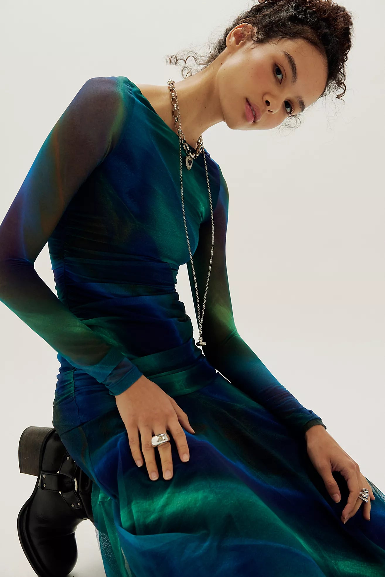 Sunnei Mesh Maxi Dress - Deep Ocean