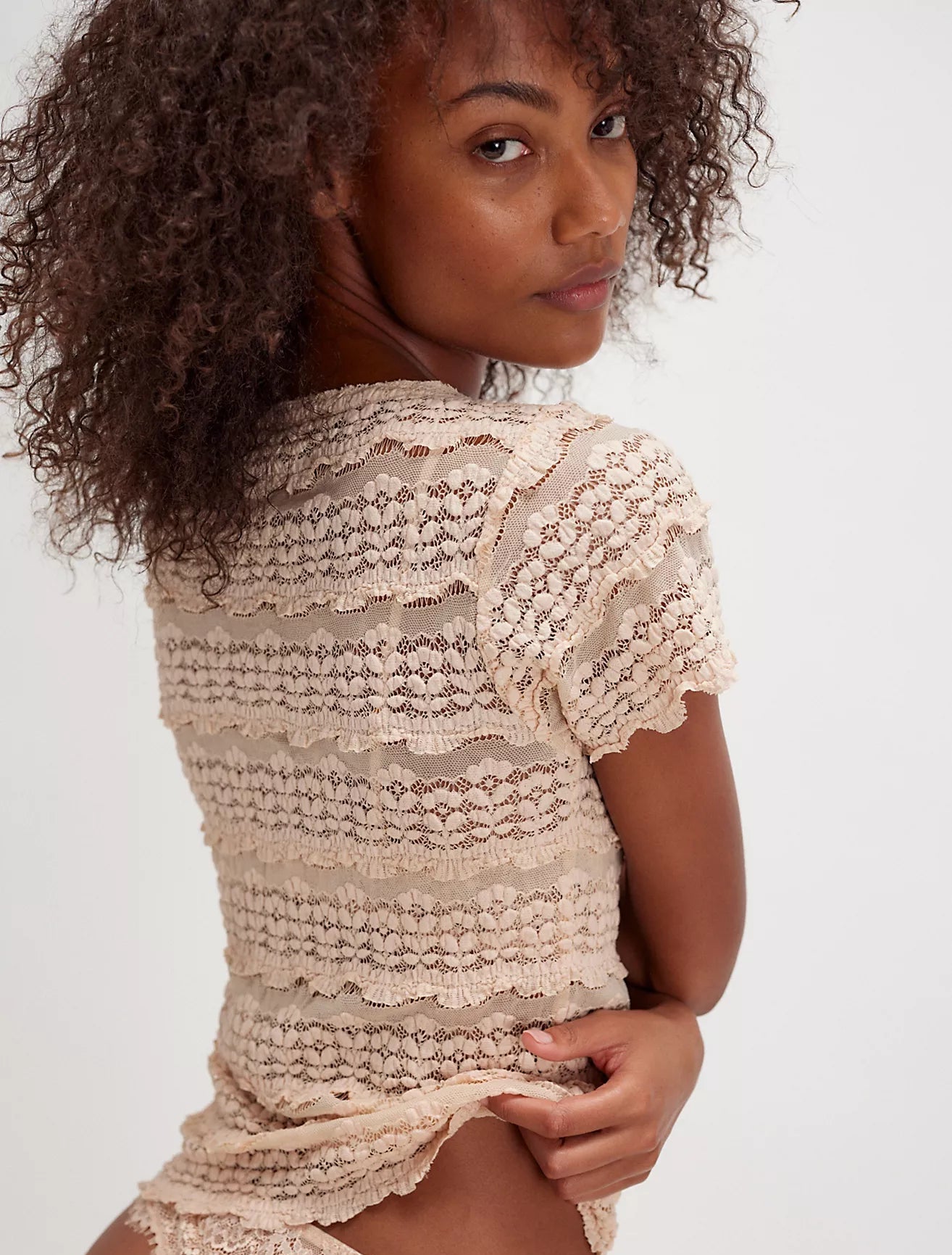 Angelina Lace Tee - Tea