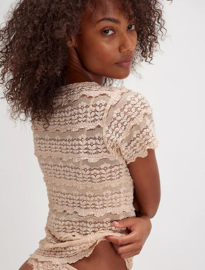 Angelina Lace Tee - Tea