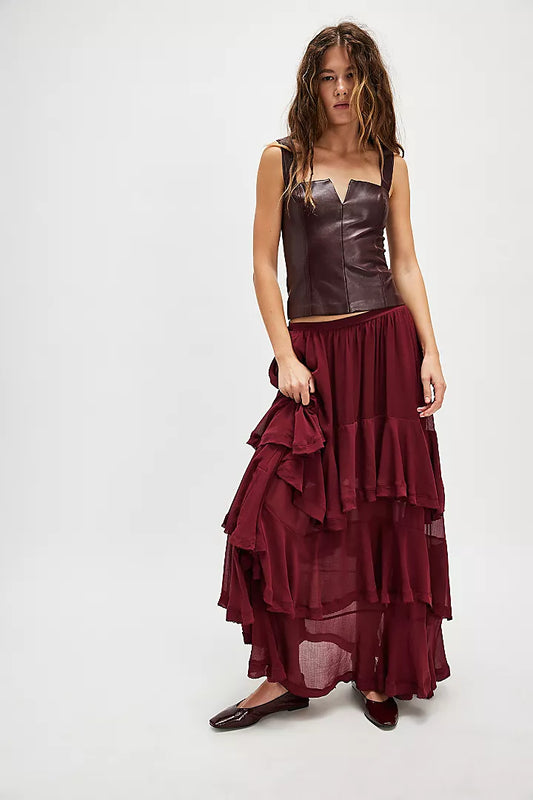 Clementine Maxi Skirt - Aged Red