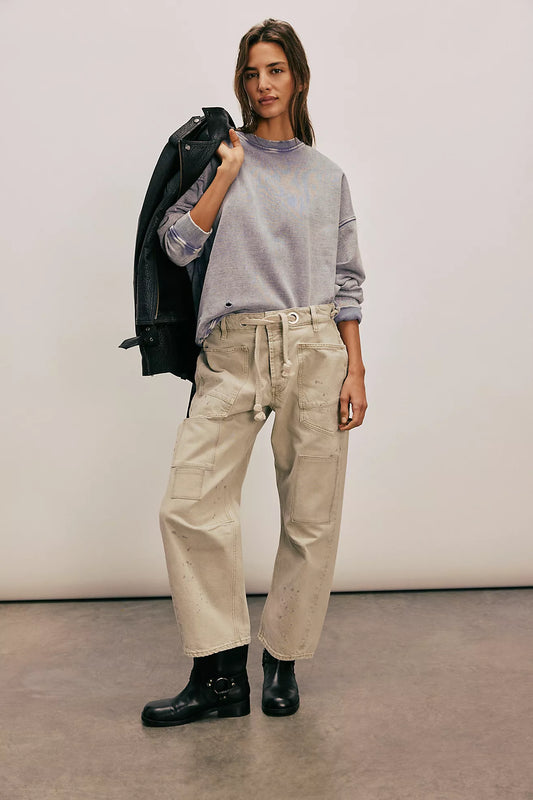 Moxie Low Slung Pull-On Barrel Jeans - Jetty