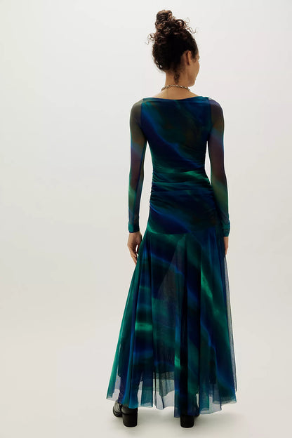 Sunnei Mesh Maxi Dress - Deep Ocean