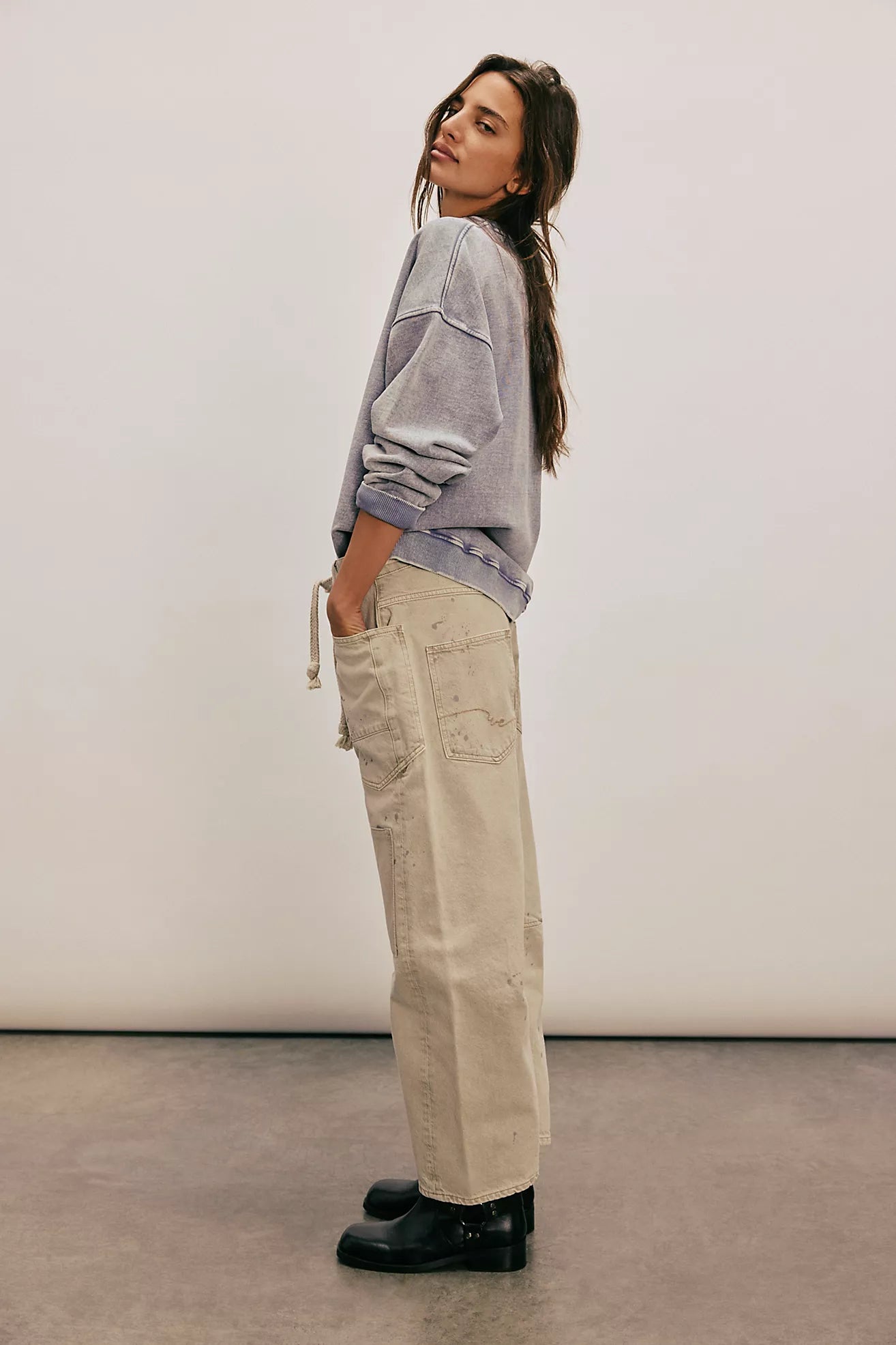 Moxie Low Slung Pull-On Barrel Jeans - Jetty