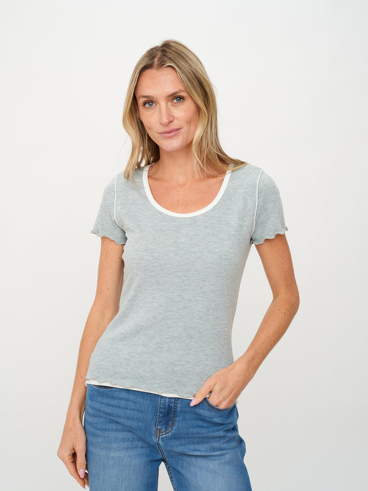 Tessa Double Layered Tee - Heather Grey