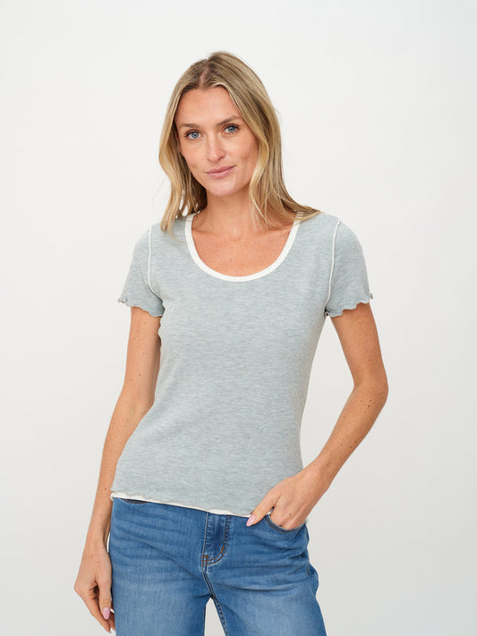 Tessa Double Layered Tee - Heather Grey