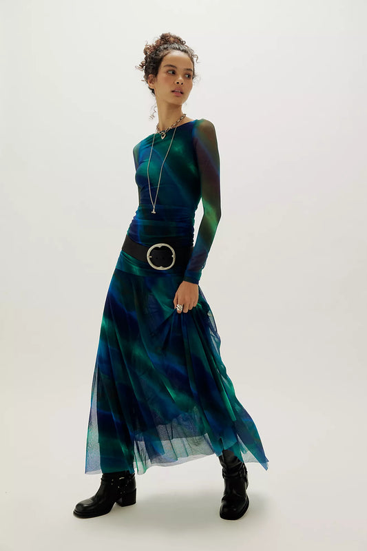 Sunnei Mesh Maxi Dress - Deep Ocean