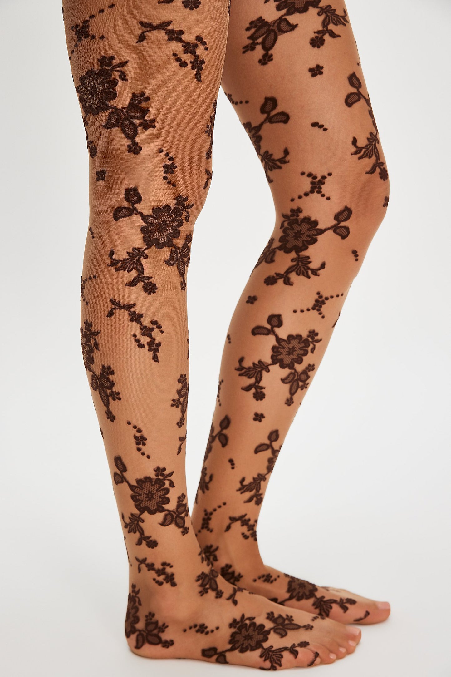 Flocked Floral Tight - Espresso Combo