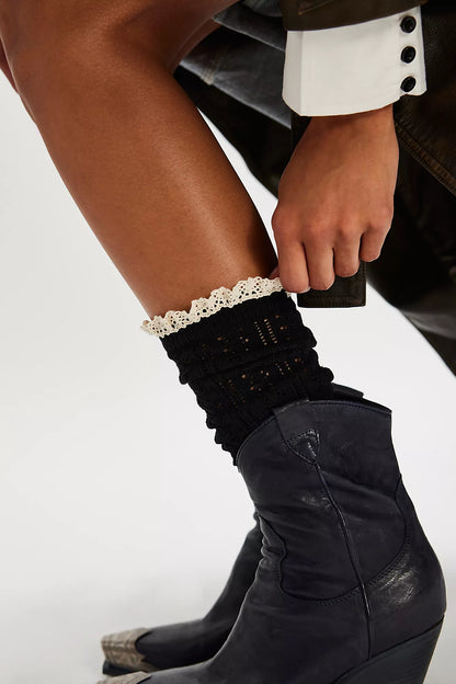 Misty Net Pointelle Tall - Black