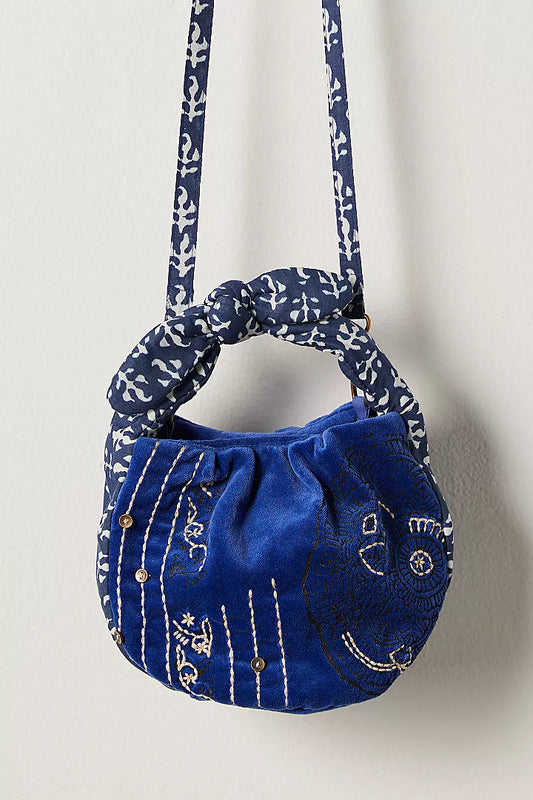 Aria Mini Velvet Bag - Sapphire