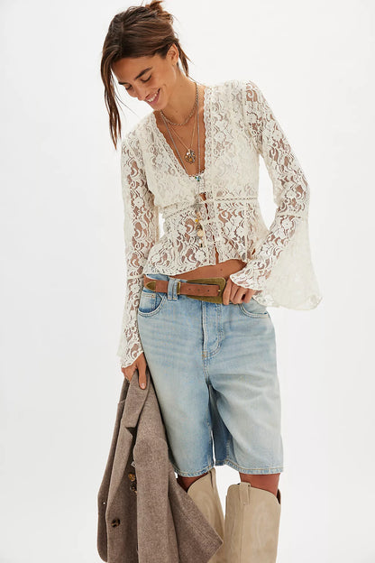 Whispering Love Lace Top - Tofu
