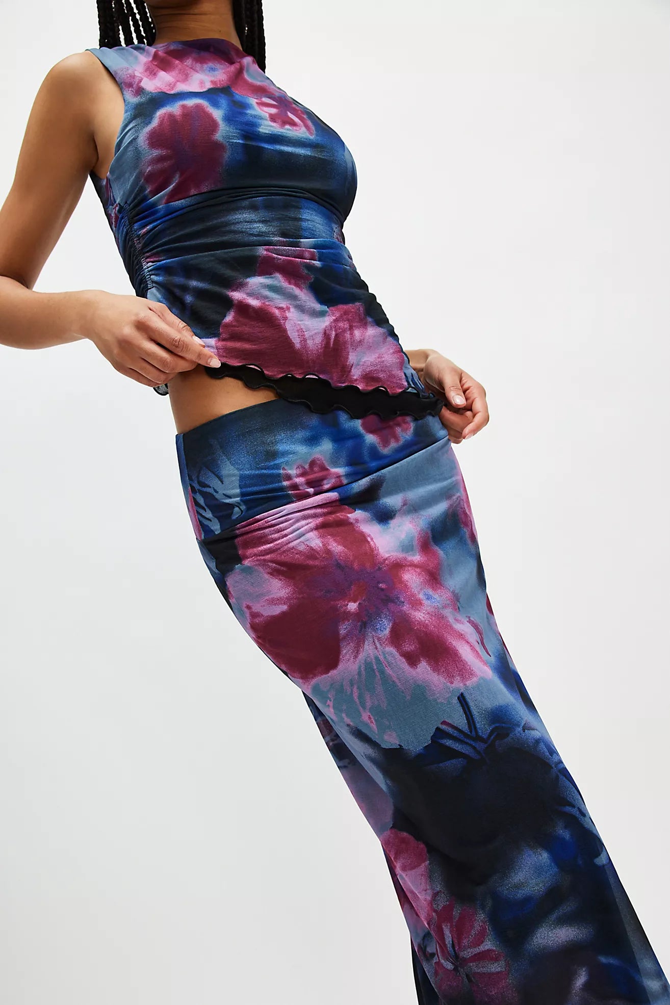Sunset Mesh Maxi Skirt - Night Combo
