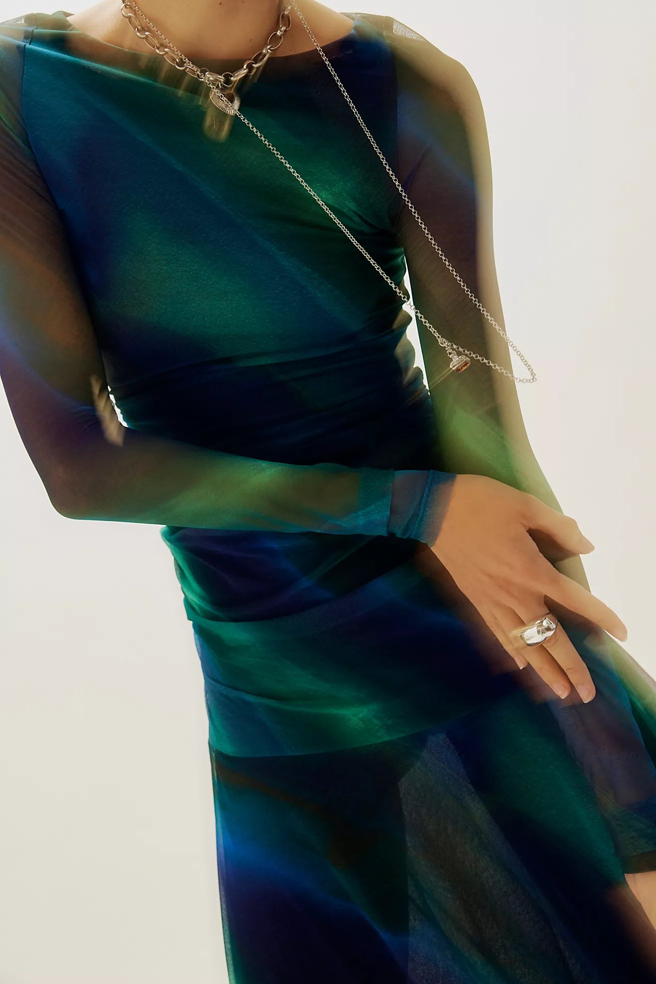 Sunnei Mesh Maxi Dress - Deep Ocean