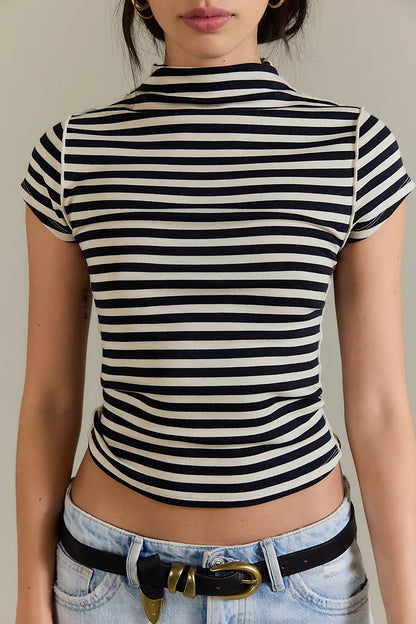 Lola Tee - Black & White Stripes