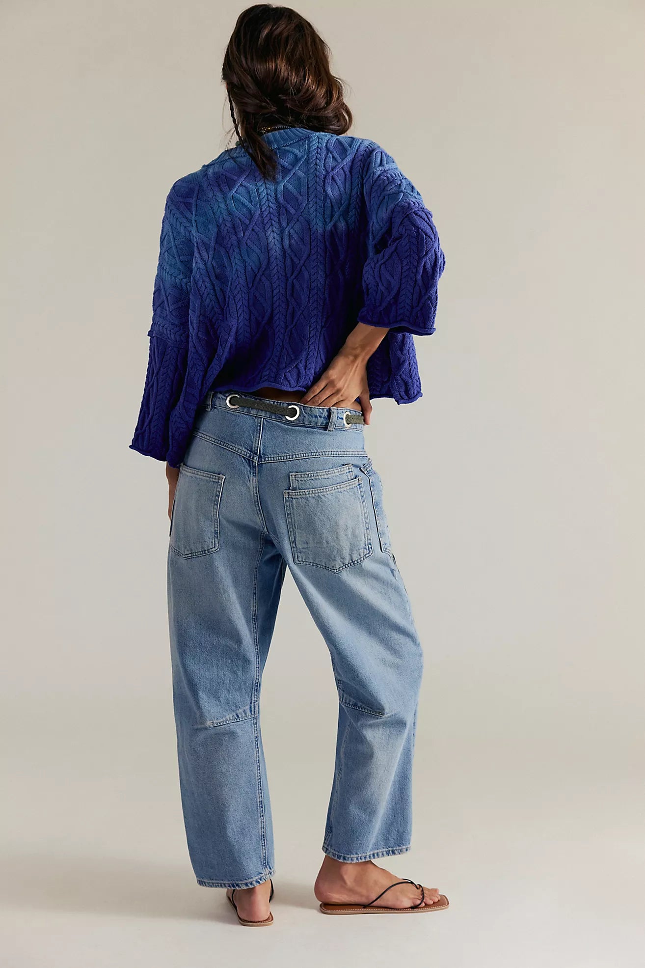 Moxie Low Slung Pull-On Barrel Jeans - Truest Blue