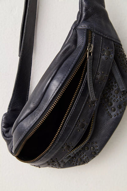 Ana Adorned Sling Bag - Black