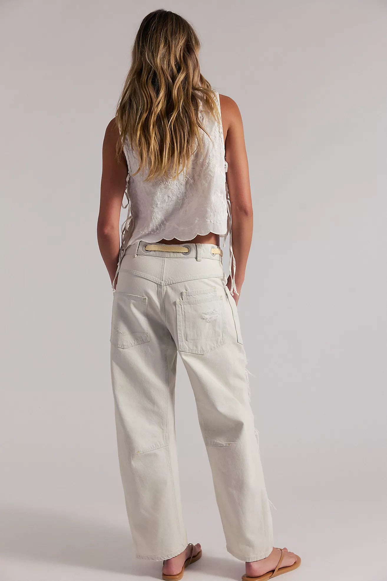 Moxie Pull-On Barrel Jeans - Sea Mist