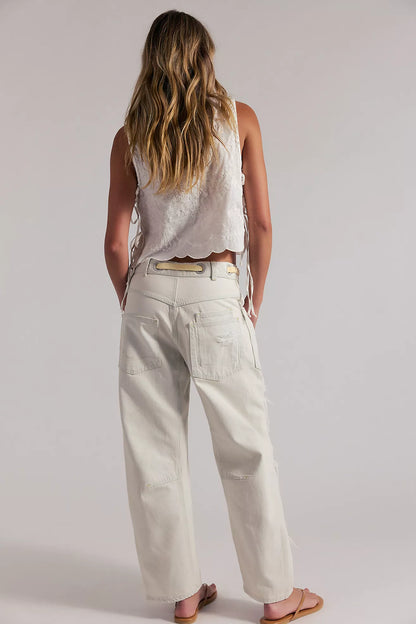 Moxie Pull-On Barrel Jeans - Sea Mist