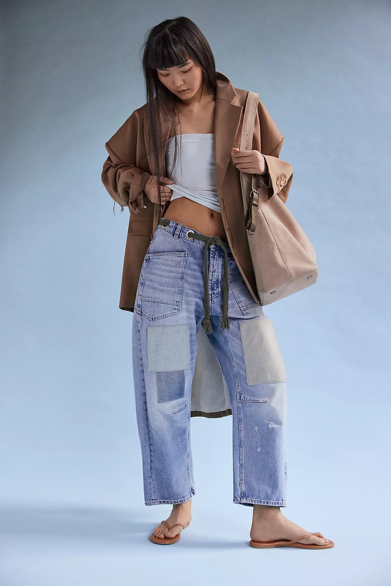 Moxie Low Slung Pull-On Barrel Jeans - Truest Blue