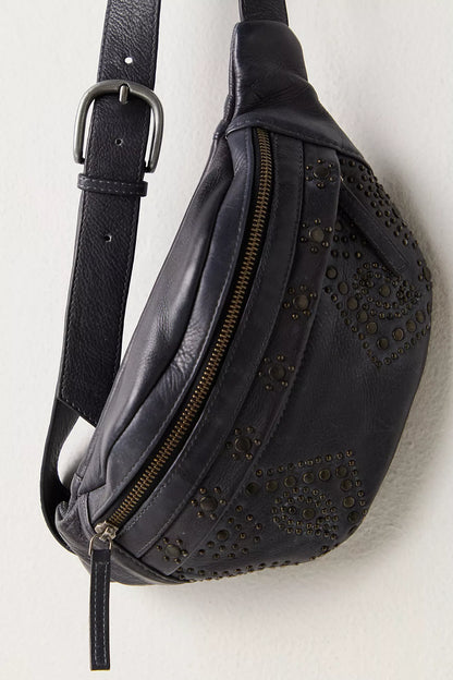 Ana Adorned Sling Bag - Black