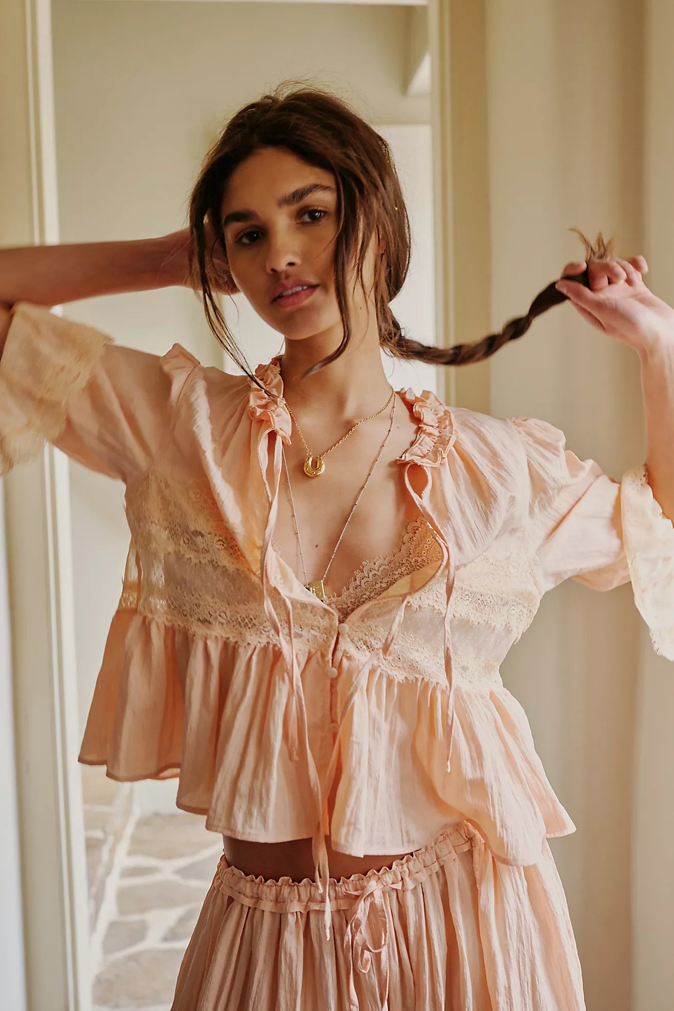 Forever Young Bed Jacket - Peach Pit