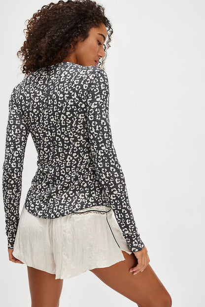 Going Places Printed Cardi - Charcoal Combo