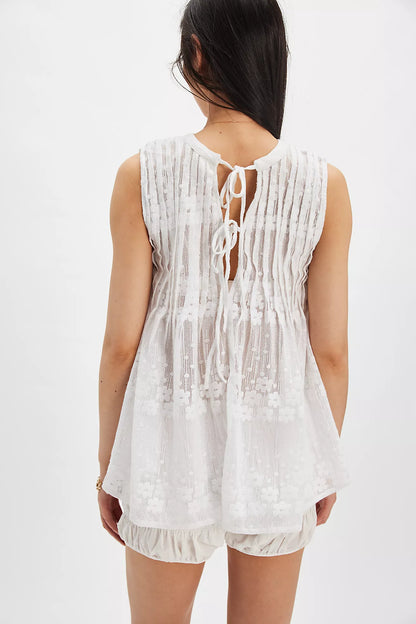 Moon Magic Mesh Tunic - Clean Ivory