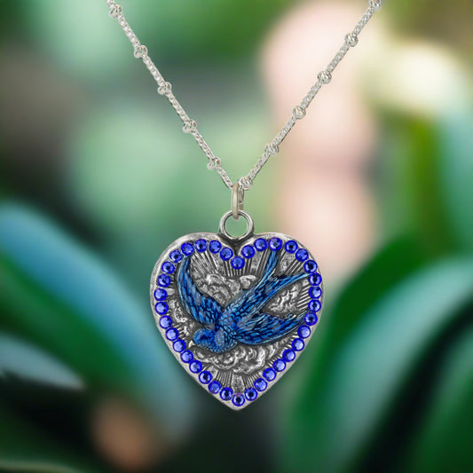 "There's a Bluebird in my Heart" Crystal Pendant