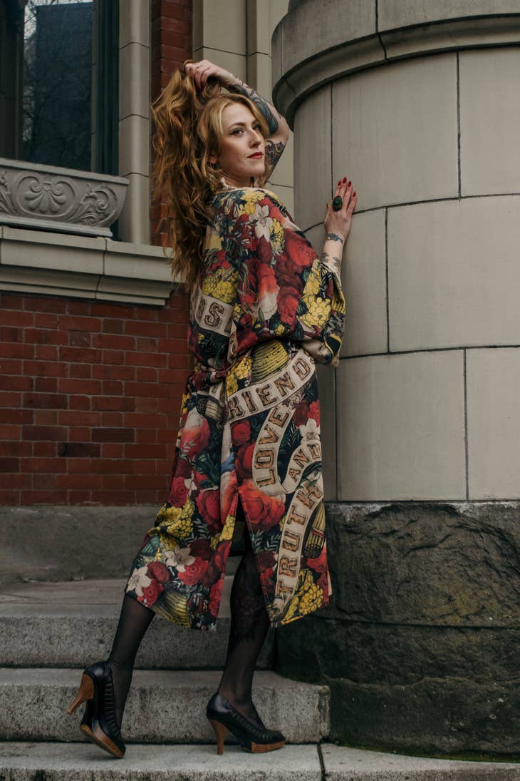 Friendship Love and Truth Long Duster Bamboo Kimono Robe - La De Da
