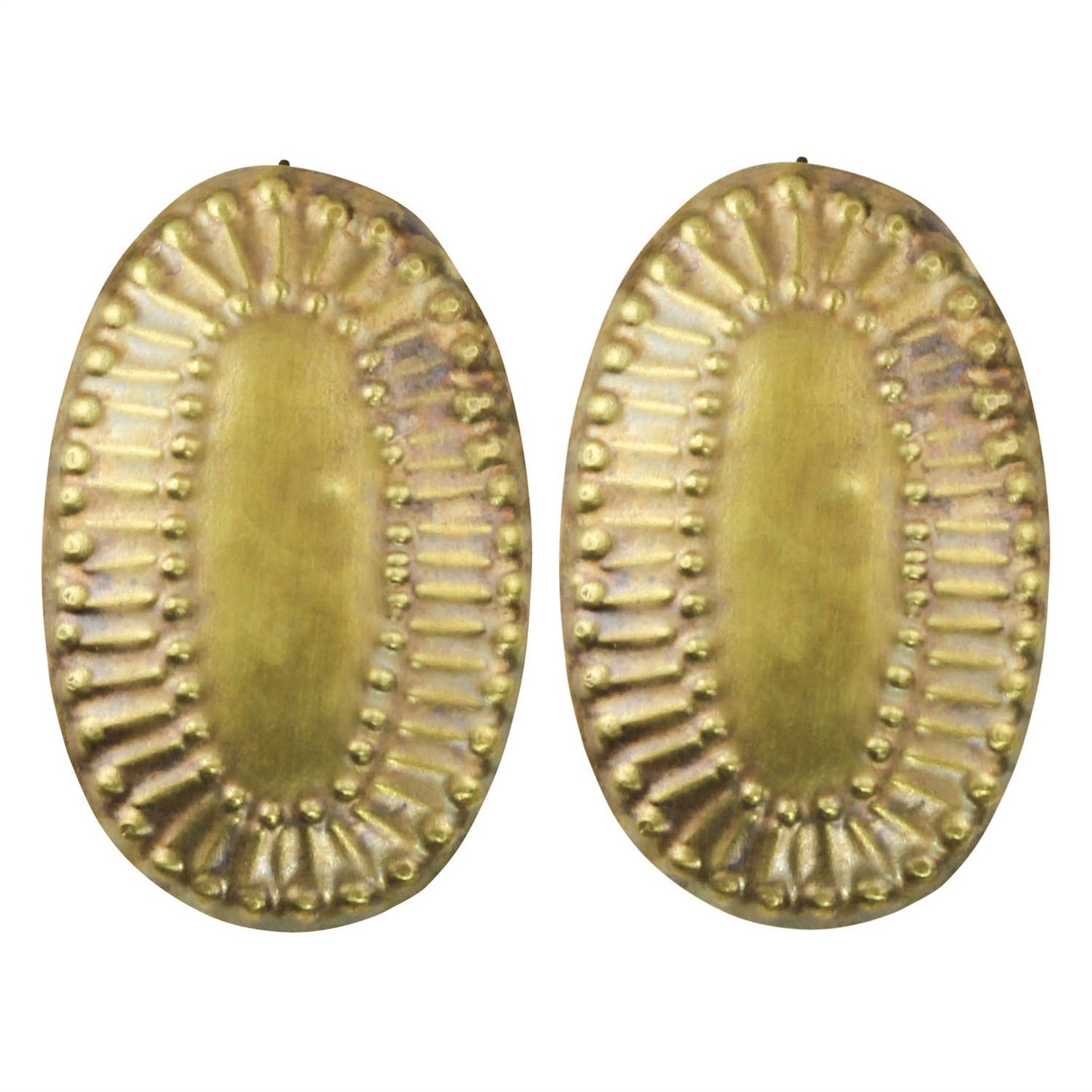 Obara Earring, Brass, Oval - Brass Based Jewelry / Brass