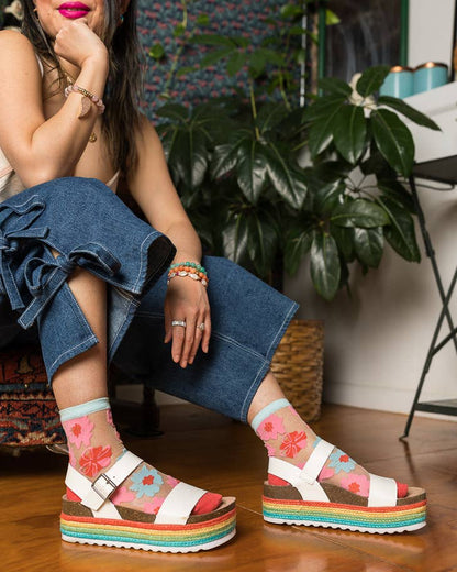 Ribbon Roses Sheer Ankle Sock - La De Da