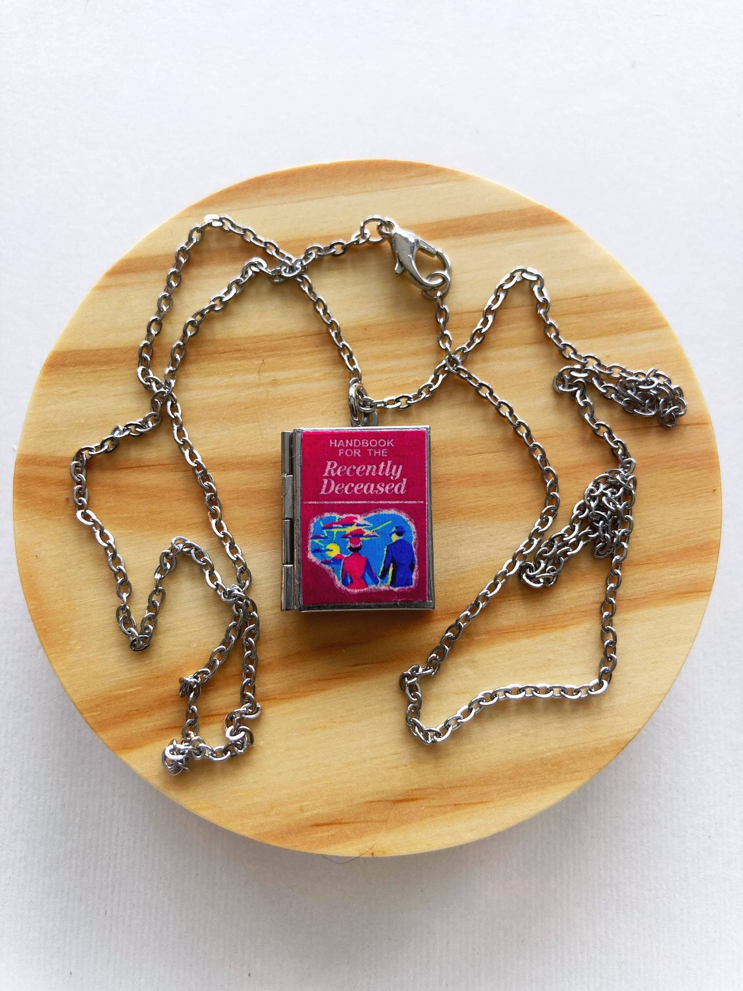 Book Locket Beetlejuice - Handbook of the Recently Deceased - Stainless Steel